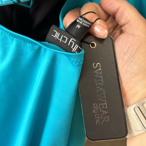City Chic Size  16 / 18W (Medium) Plus Size Aqua One Piece Swimsuit NWT Swim - Picture 5 of 5